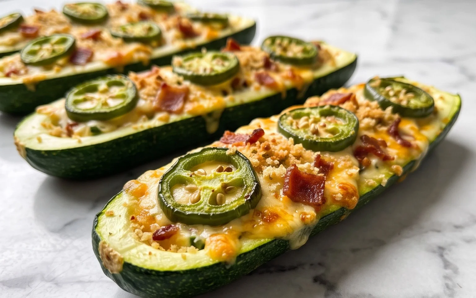 Jalapeno Popper Zucchini Boats