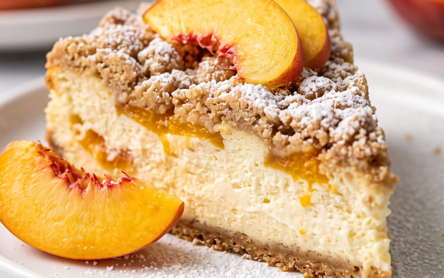 Peach Cream Cheese Cake with Streusel Topping