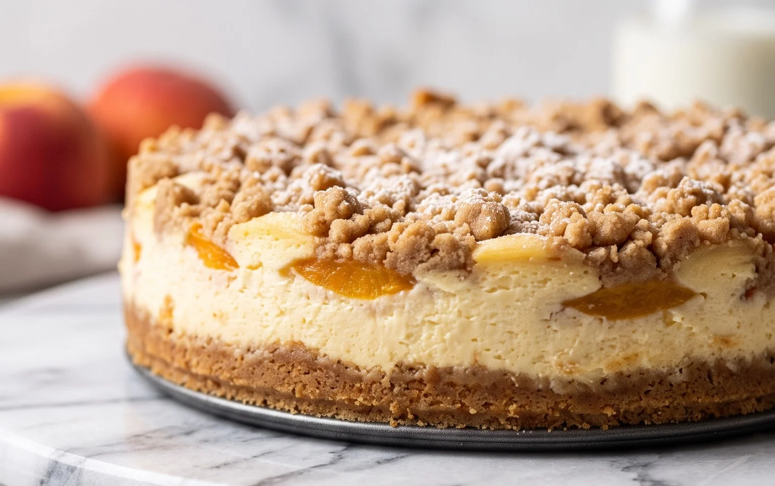Peach Cream Cheese Cake with Streusel Topping