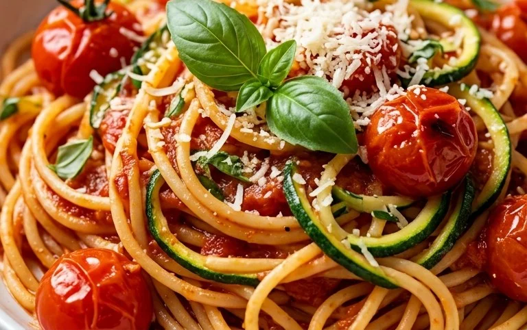 Healthy Tomato Zucchini Pasta
