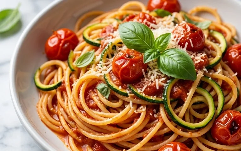 Healthy Tomato Zucchini Pasta