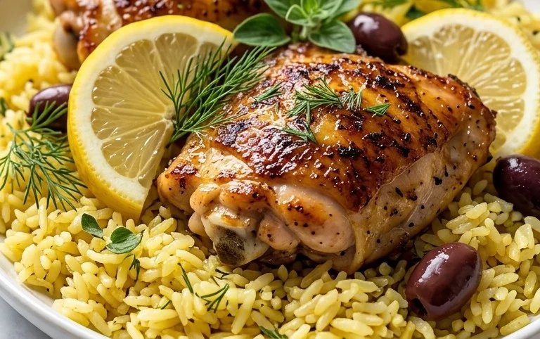 Greek Chicken and Lemon Rice (30 Minutes, One-Pot)
