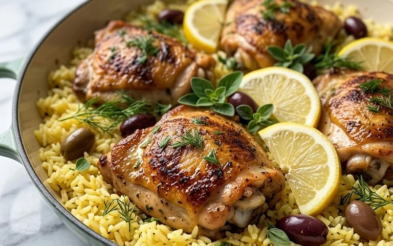 Greek Chicken and Lemon Rice (30 Minutes, One-Pot)