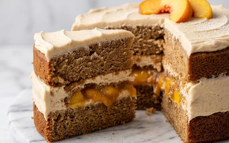 Brown Sugar Layer Cake with Peach Filling