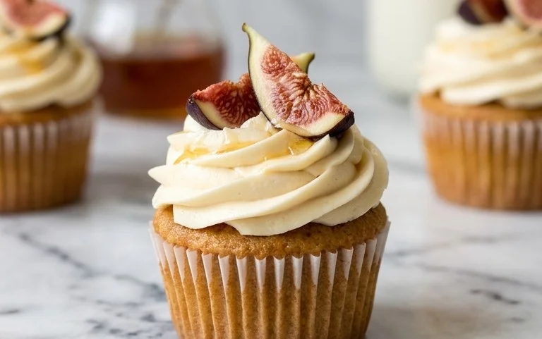 Fig Cupcakes with Honey Cream Cheese Frosting