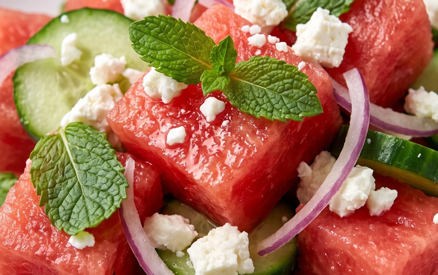 Watermelon Salad with Cucumber and Feta