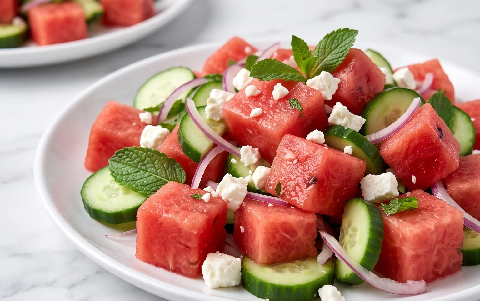 Watermelon Salad with Cucumber and Feta
