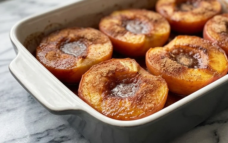 Cinnamon Sugar Baked Peaches