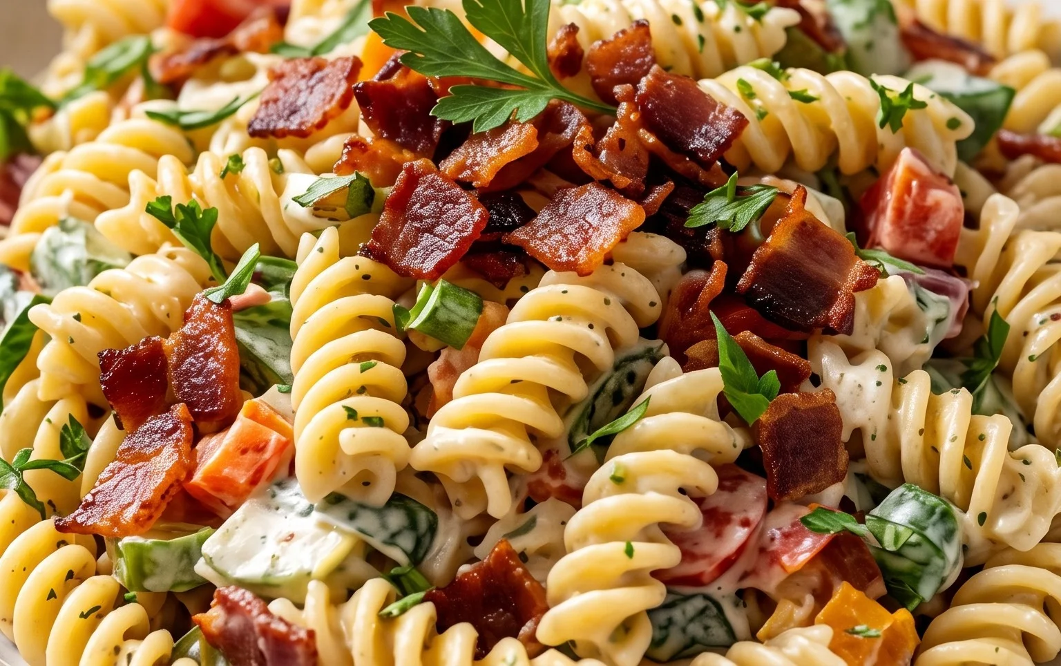 Beef Bacon Ranch Pasta Salad